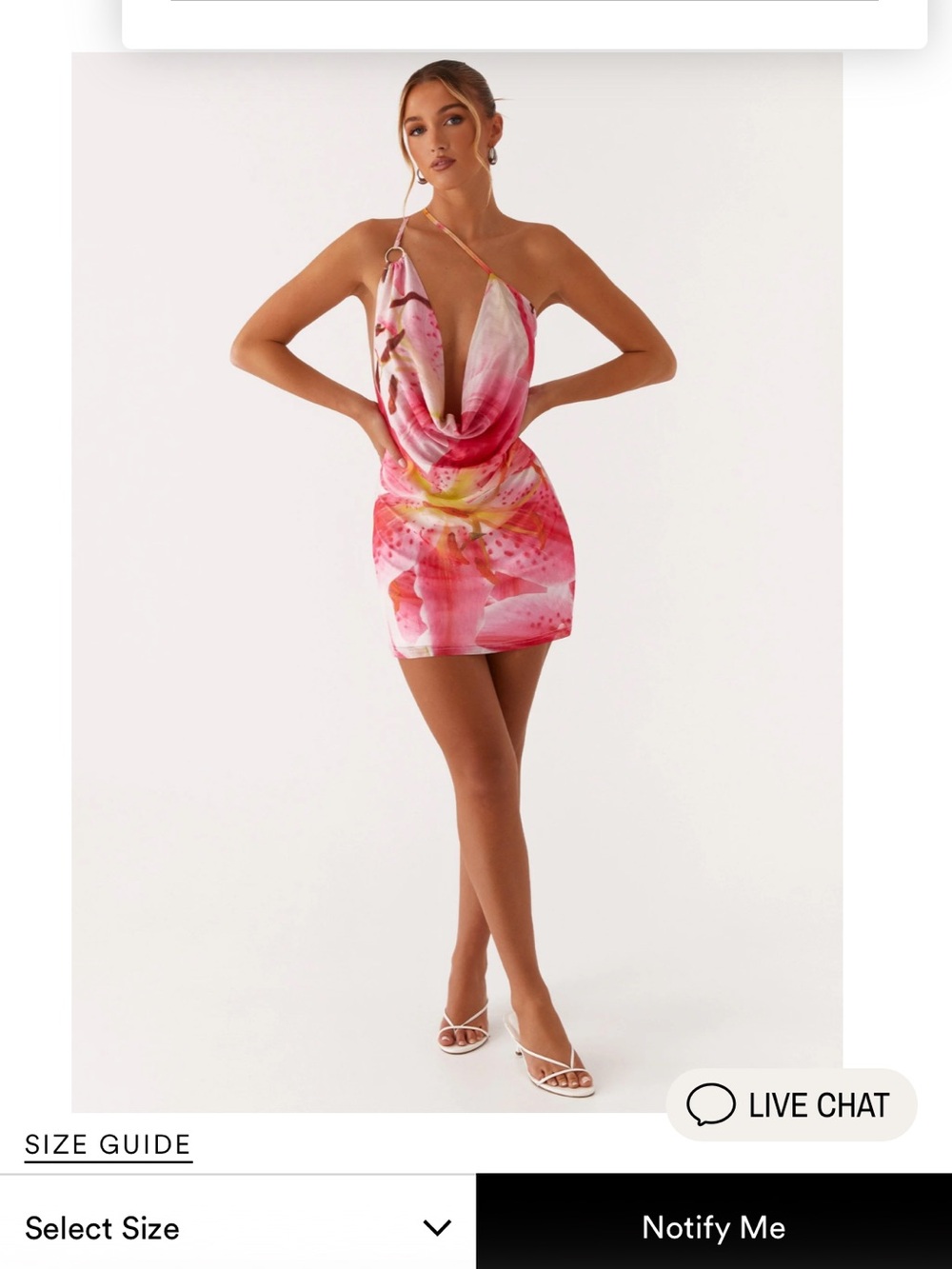 Peppermayo Pink Floral Cowl Neck Mini Dress